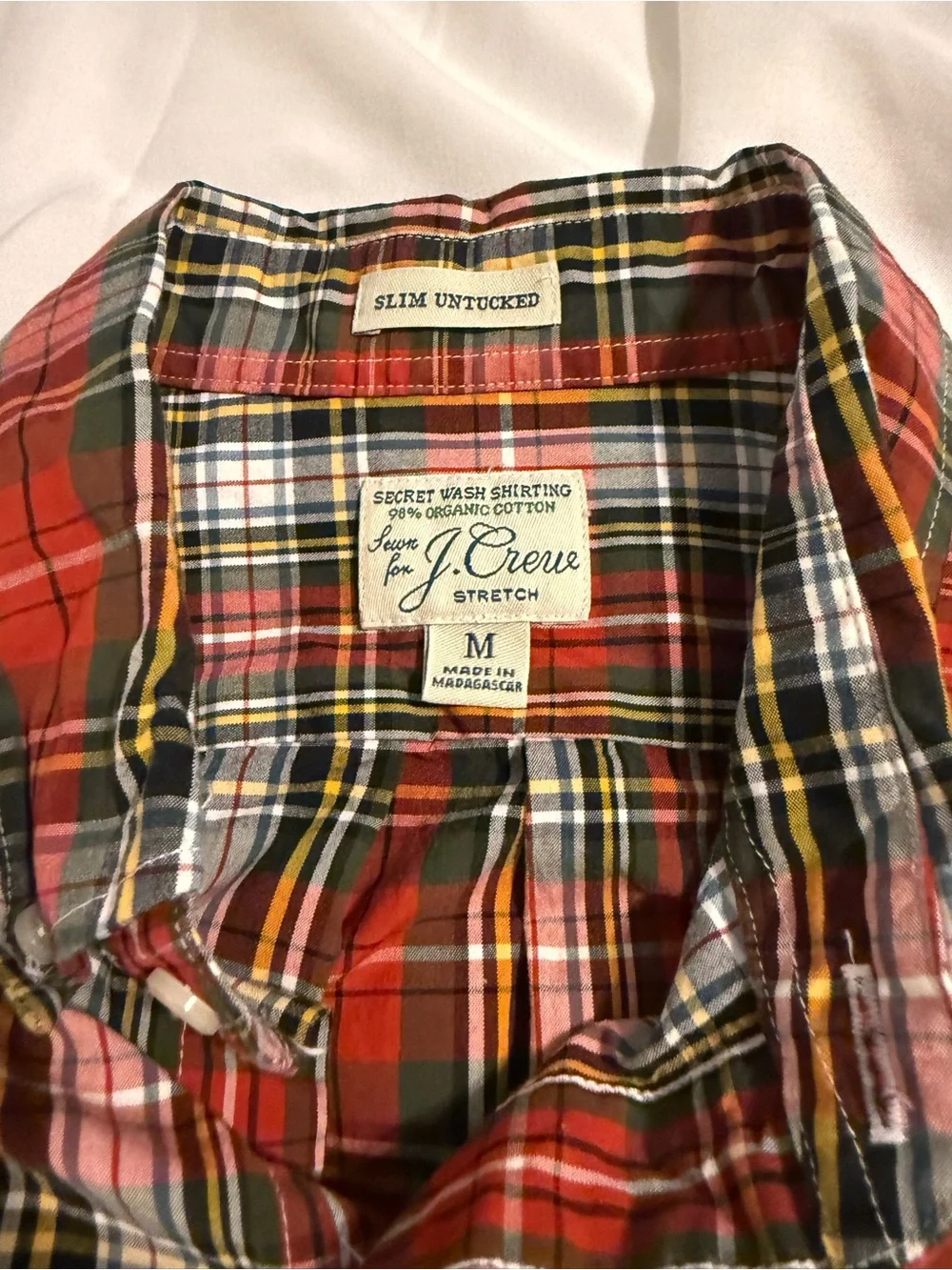 J. Crew Men's Red Plaid Button-Down Shirt